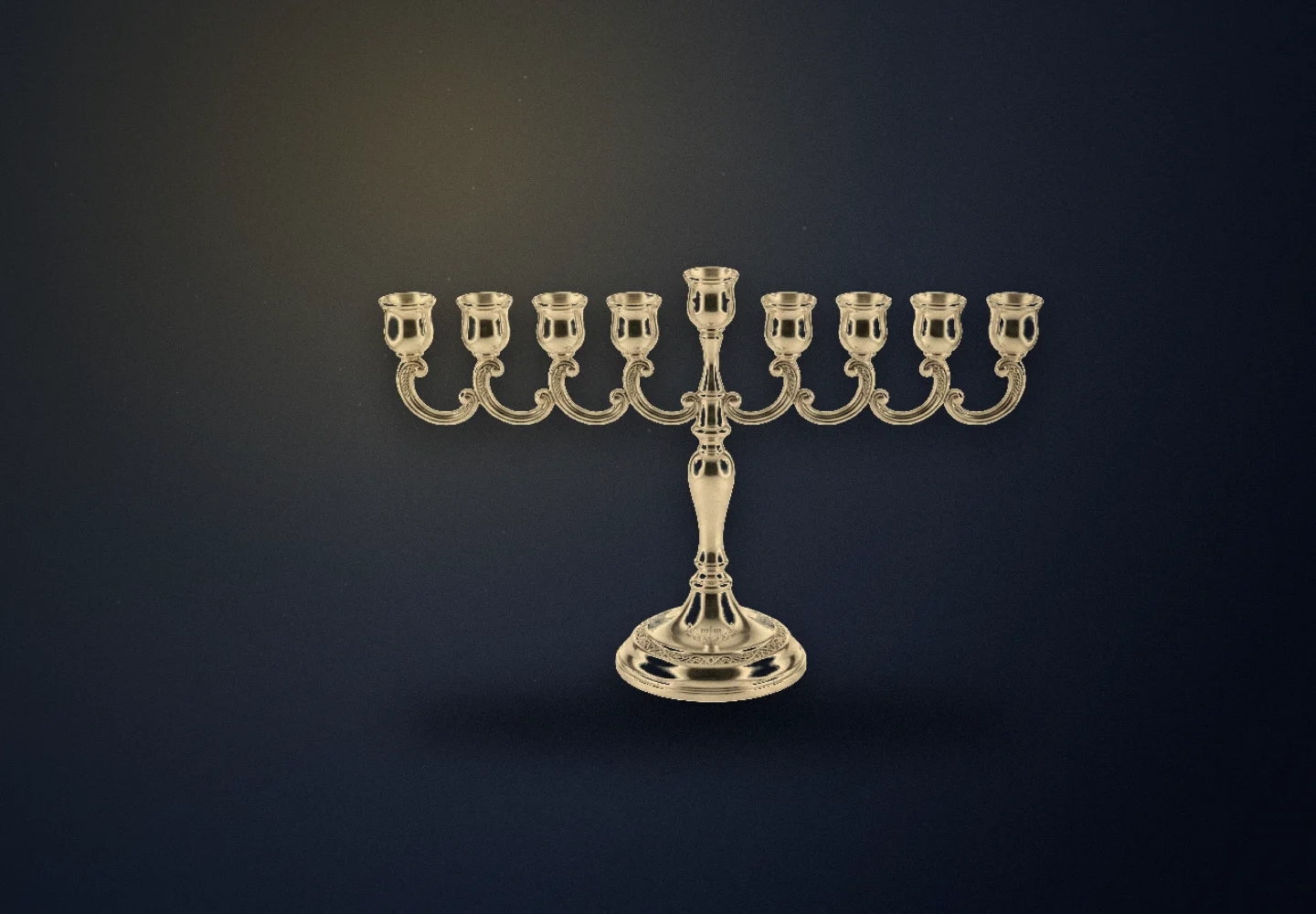 An antique silver ceremonial menorah